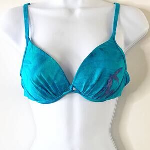 Athena Collection Bikini Top Blue Size 10 Underwire Light Padding